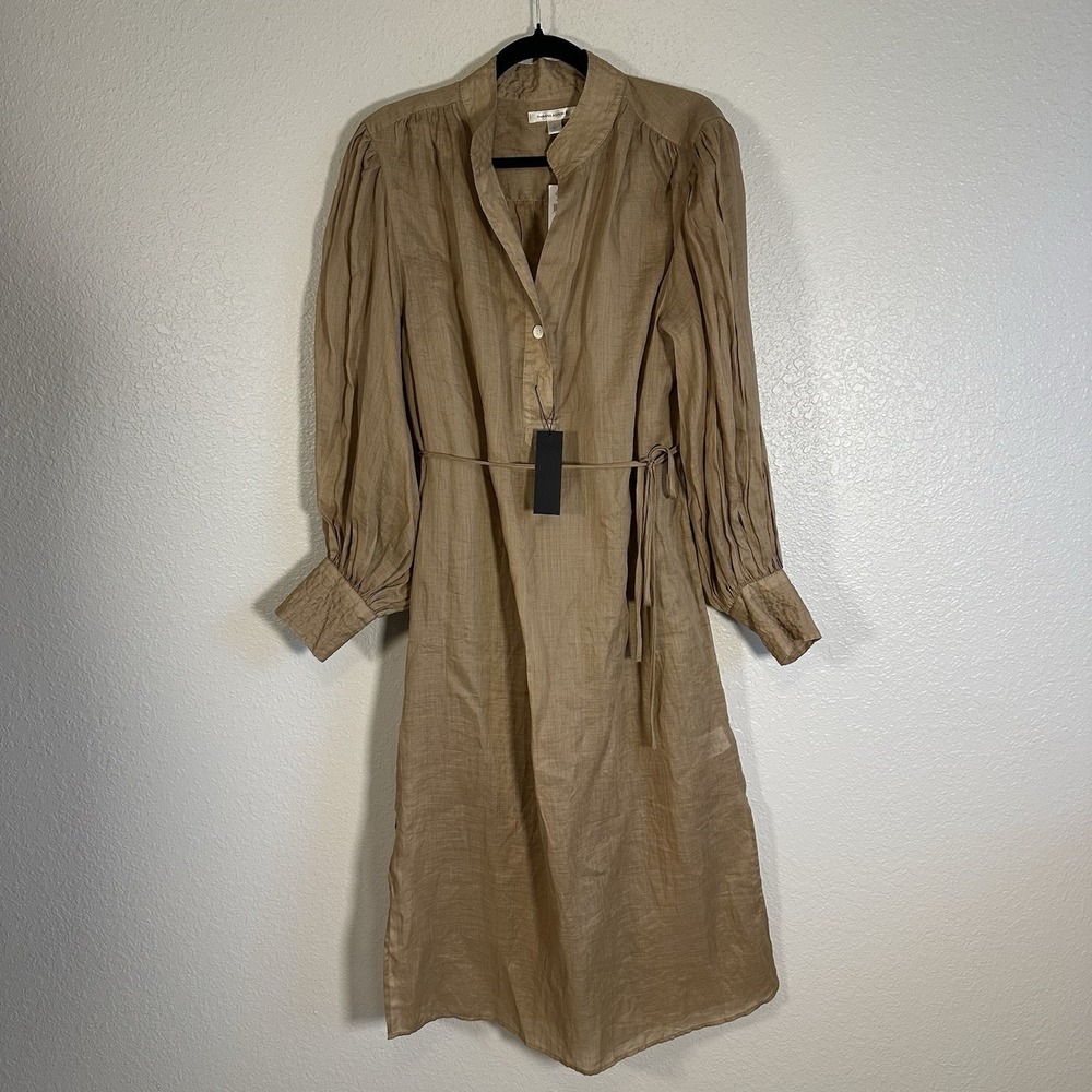 NWT BANANA REPUBLIC Shirt Dress Ramie Popover SZ Large Minimalist Casual Coastal